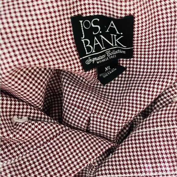 Jos A Bank Signature Houndstooth Shirt Wrinkle Free L/S Button Down, size XL - Picture 7 of 7
